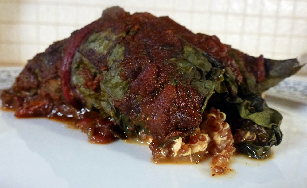 Pulled Tofu Rainbow Chard Enchiladas