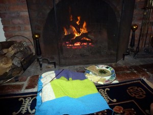 soup by fire and knit blanket