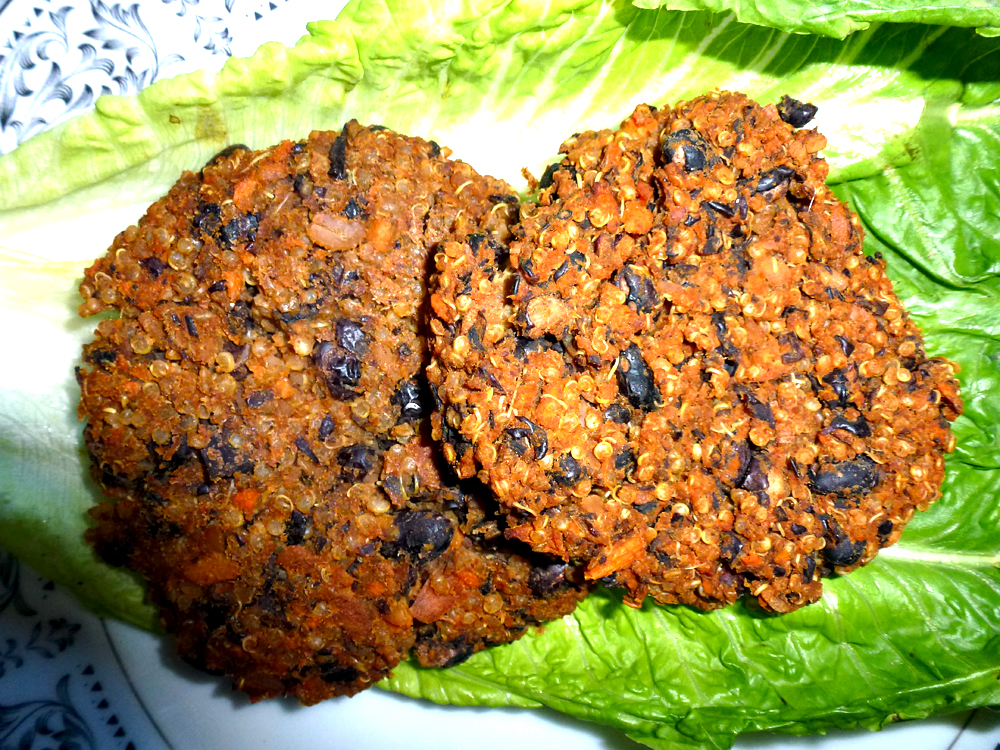 black bean burger plated